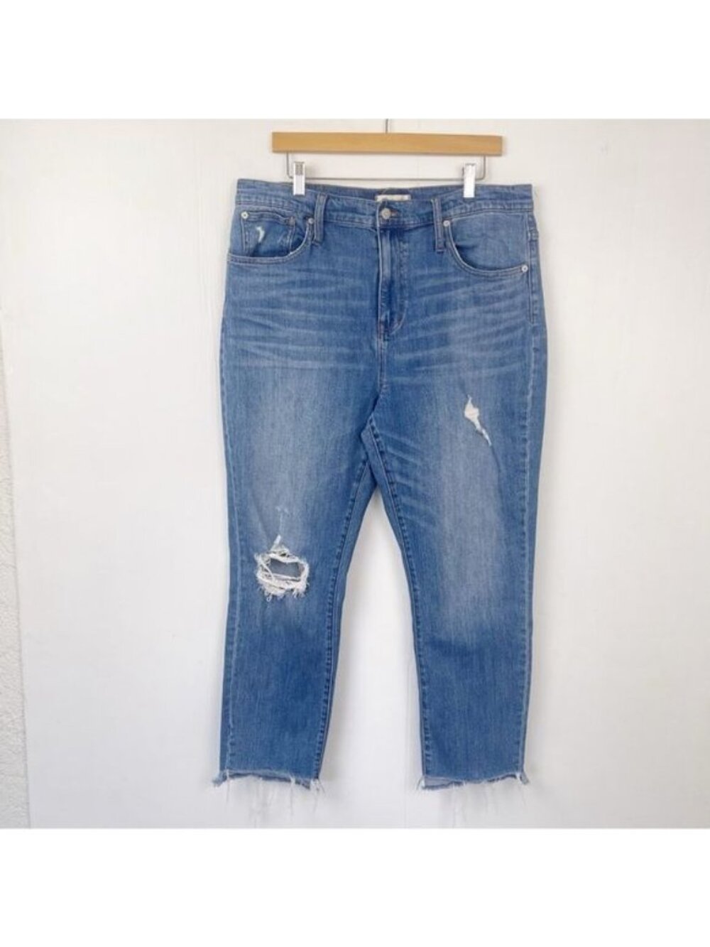 Madewell The High-Rise Slim Boyjean in Lita Wash Step-Hem Edition 32